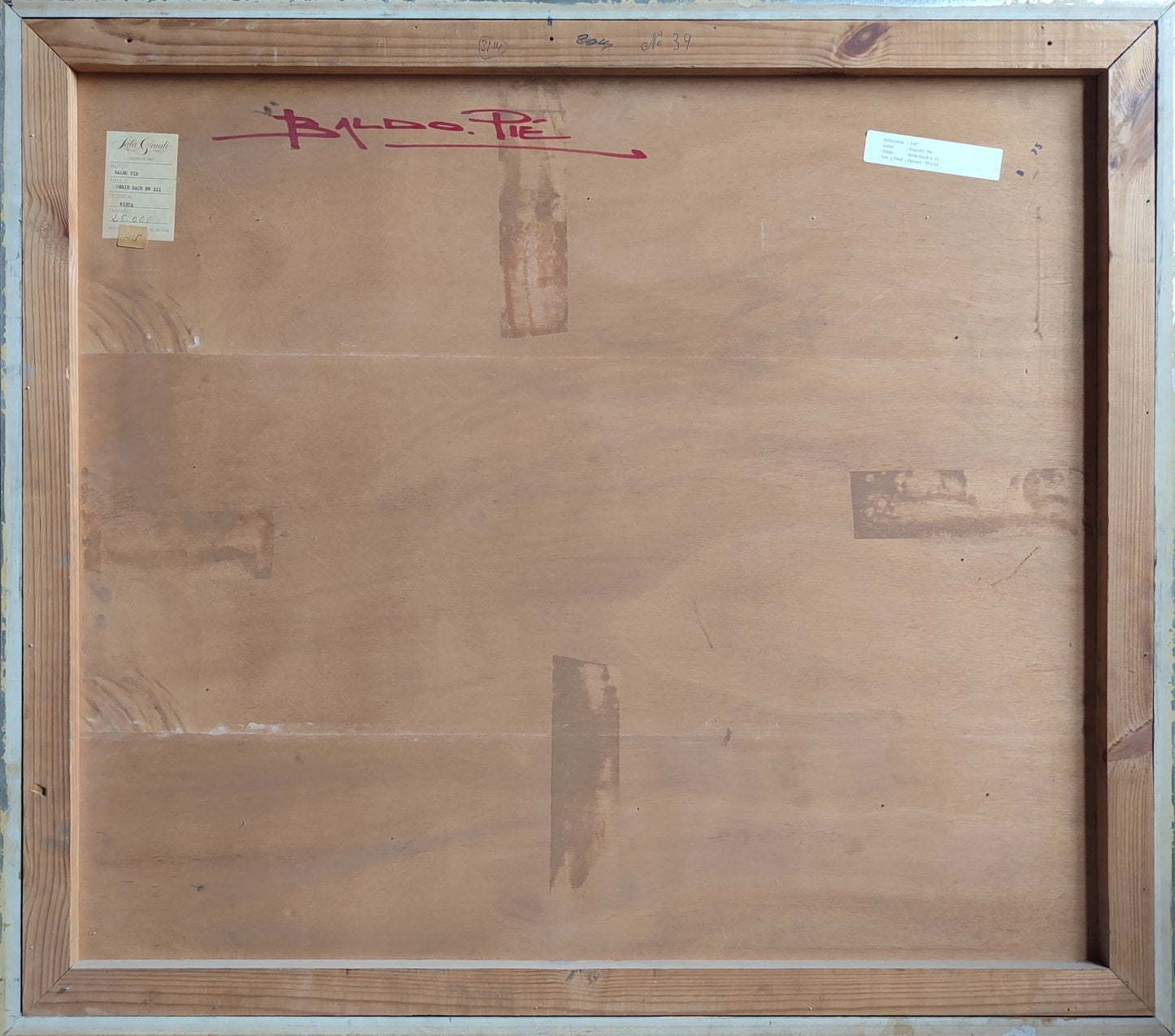 Técnica mixta de Baldo Pié, Serie Bach n.12, obra abstracta contemporánea anverso cuadro, firma de artista