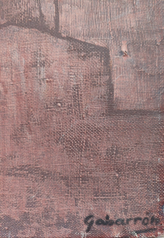 Cristóbal Gabarrón Construcciones pintura temprana abstracta composición geométrica expresionista contemporánea detalle firma