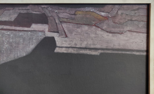 Cristóbal Gabarrón Paisaje articulado pintura abstracta temprana composición geométrica tonos oscuros contemporáneo detalle pintura color violeta