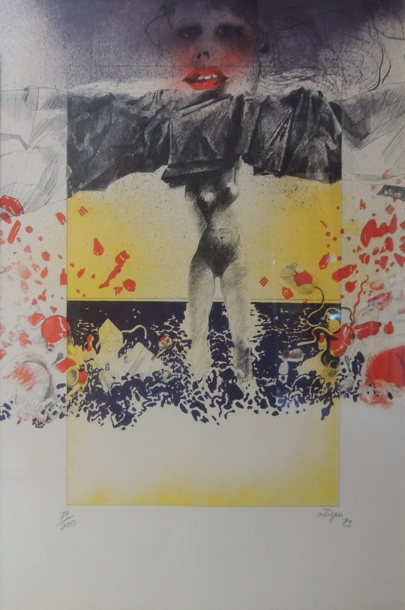 Francesc Artigau Desnudo obra grafica de 1973 figura femenina figurativa edición limitada firmada 79/200