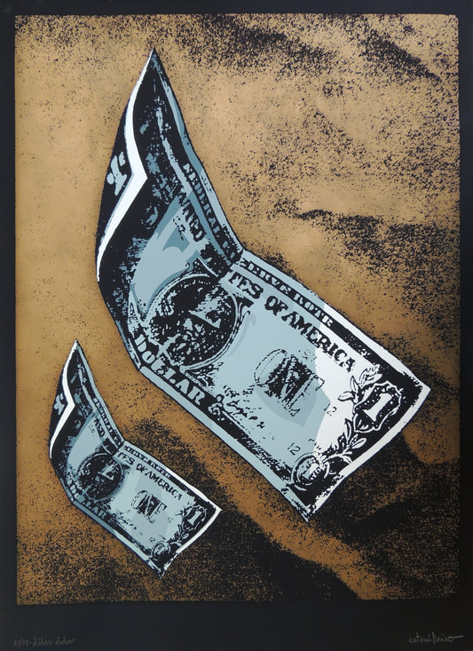 Serigrafía de edición limitada arte contemporáneo Antoni Miró Serie Dólar Gaudifond