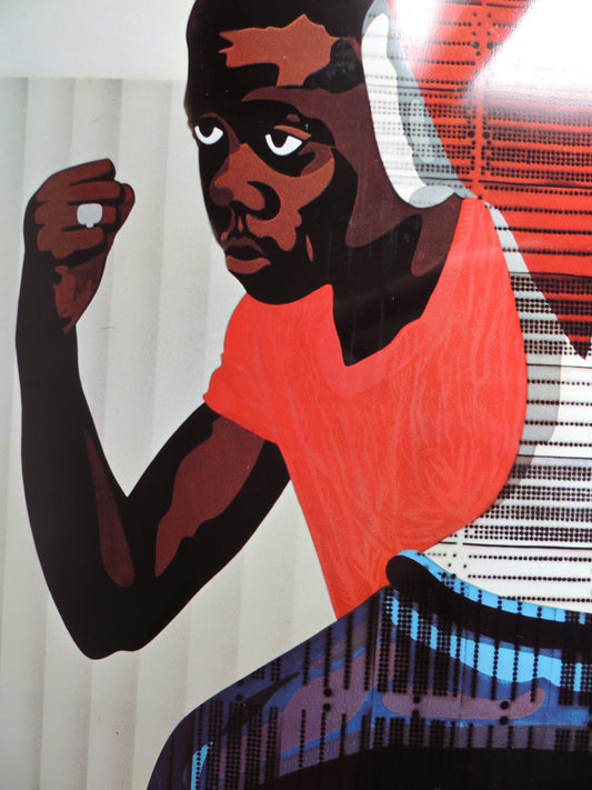 Impresión sobre plancha metálica edición limitada arte contemporáneo Antoni Miró Lluita d'infants detalle Gaudifond