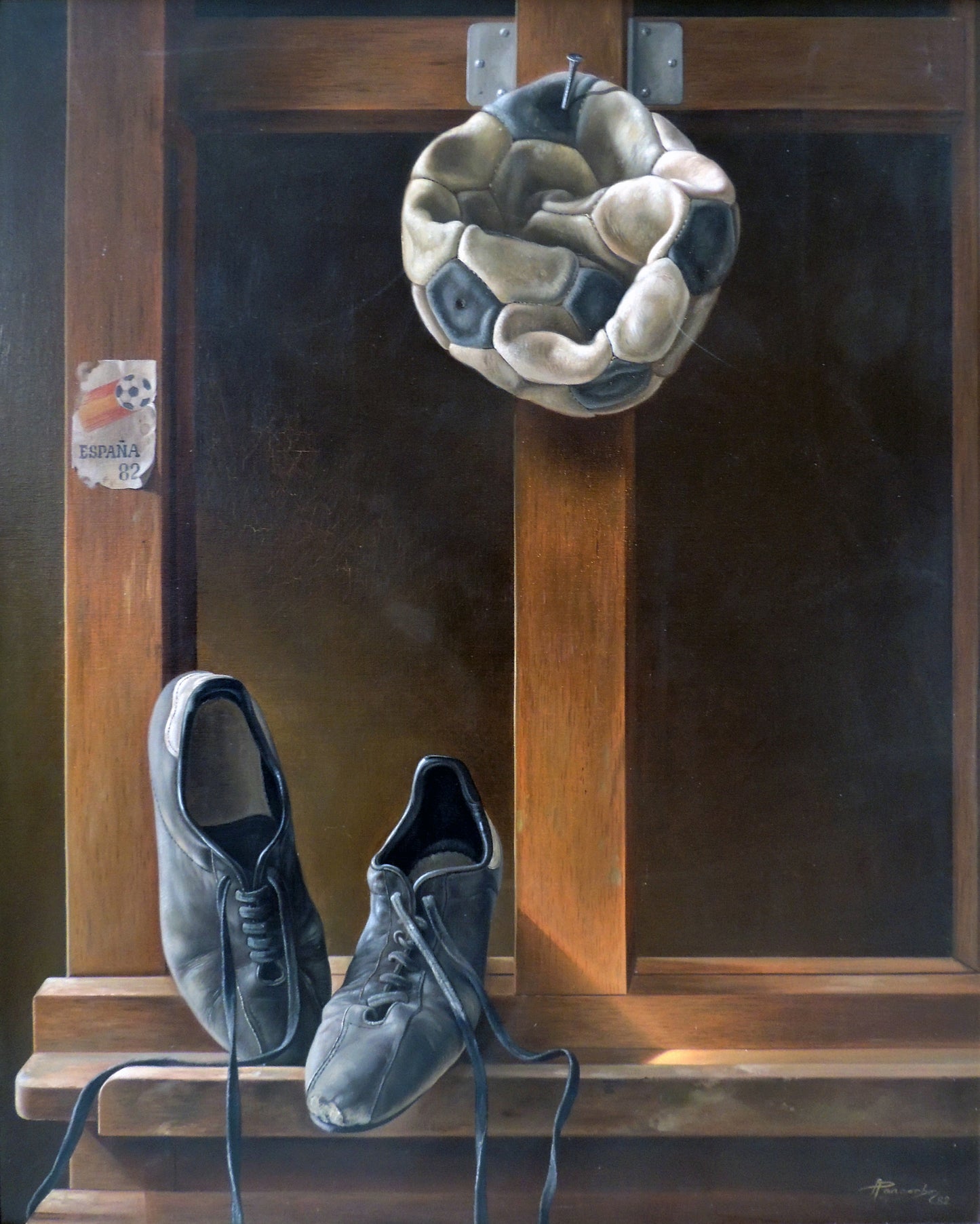 Cuadro surrealista Alberto Pancorbo España 82 pelota futbol Gaudifond