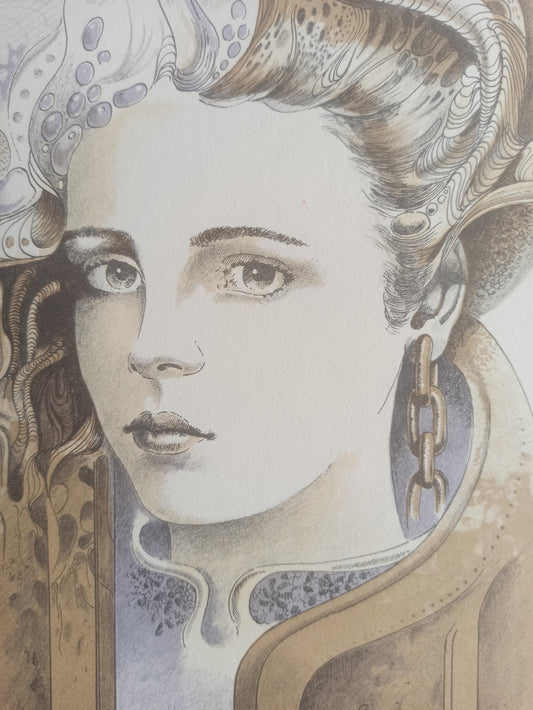 Litografía edición limitada surrealista Alberto Pancorbo Eleonor retrato Gaudifond