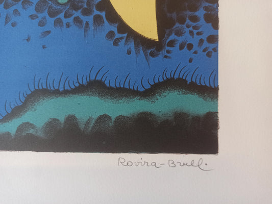 Rovira Brull litografía surrealista El Avión Gaudifond
