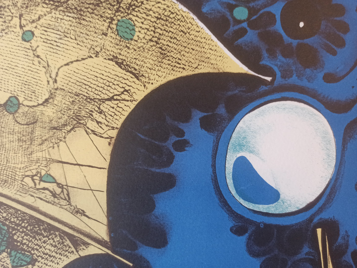 Rovira Brull litografía surrealista El Avión Gaudifond ala