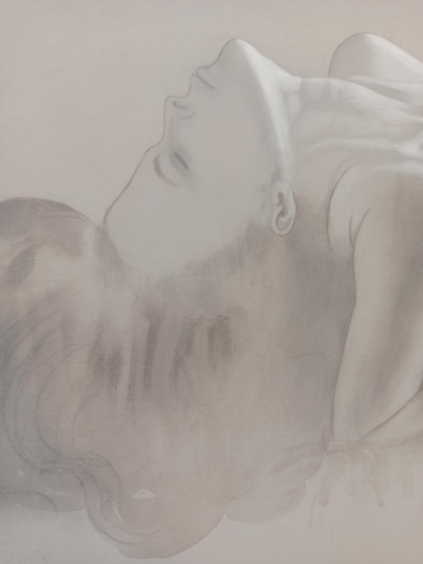 Gregorio Sabillon dibujo desnudo mujer gris detalle cara Gaudifond