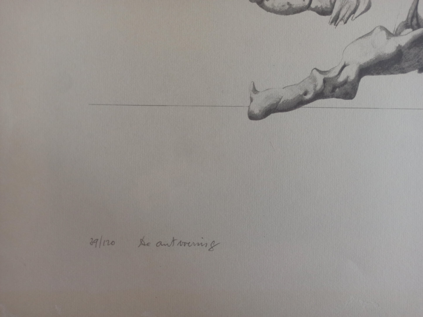 Litografía surrealista Jan van der Loo desnudo numero y nombre