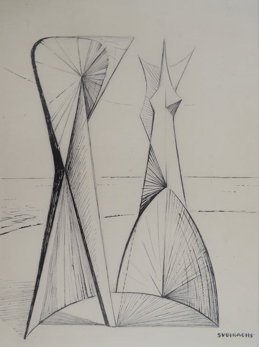 Subirachs dibujo de doble cara Gaudifond reverso