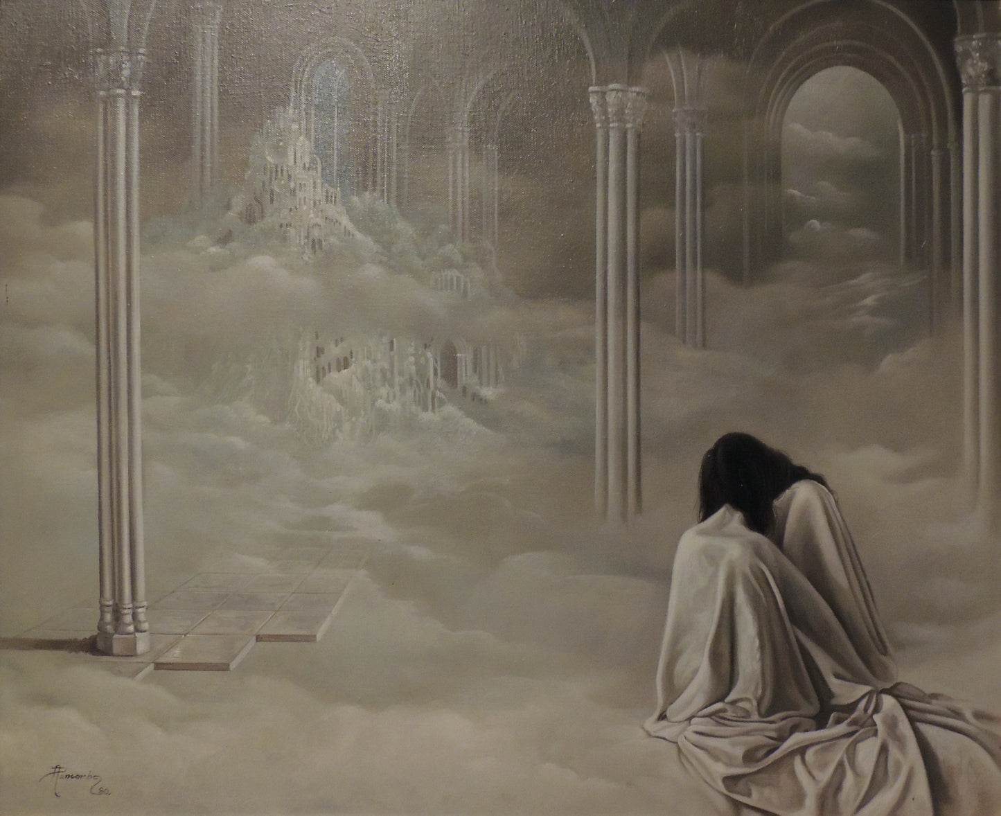 Cuadro surrealista Alberto Pancorbo En las tinieblas Gaudifond