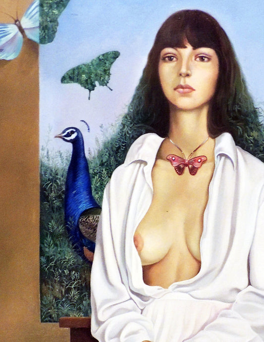 Cuadro surrealista Alberto Pancorbo Naturaleza viva detalle mujer Gaudifond