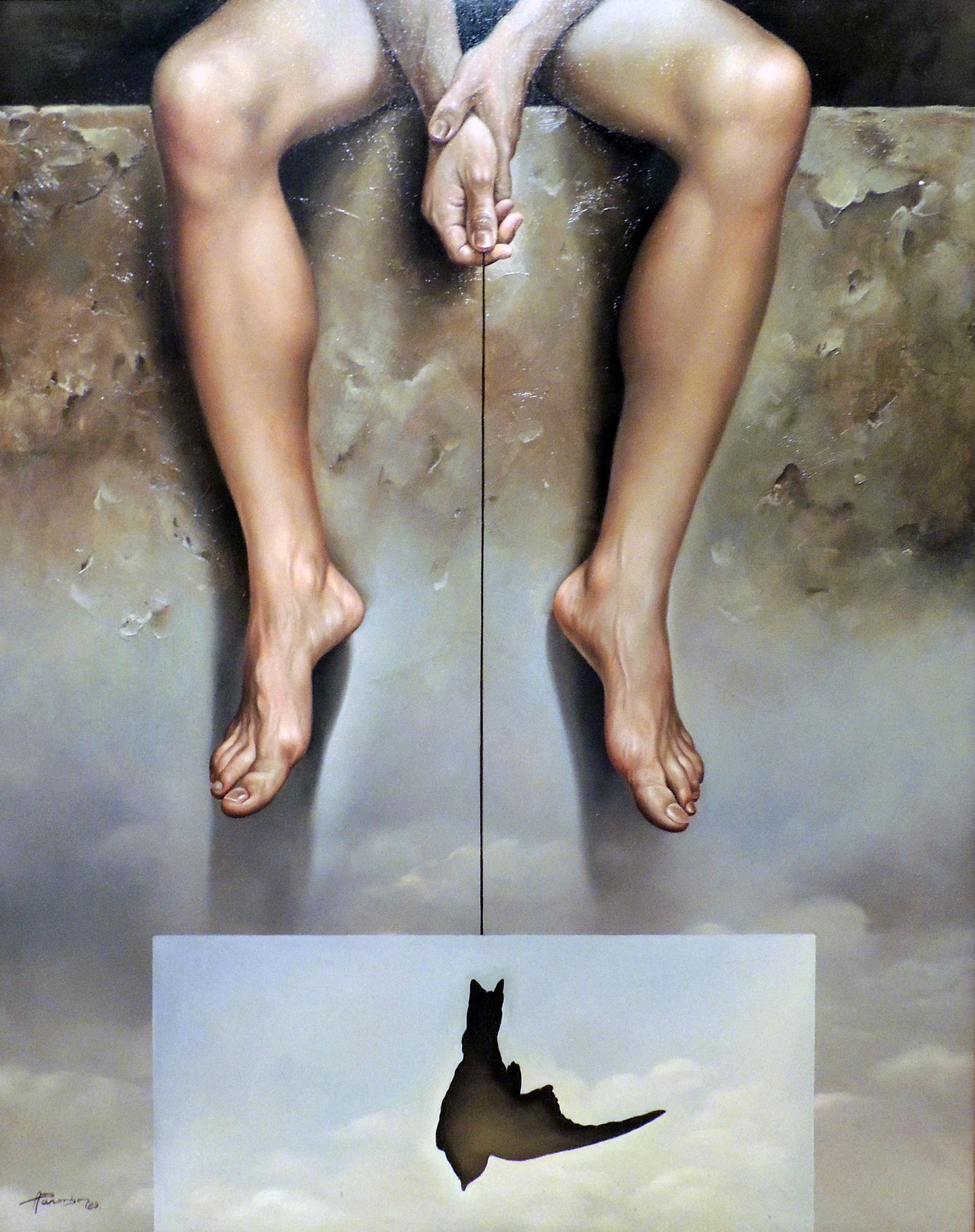 Cuadro surrealista Alberto PancorboUn trozo de cielo Gaudifond