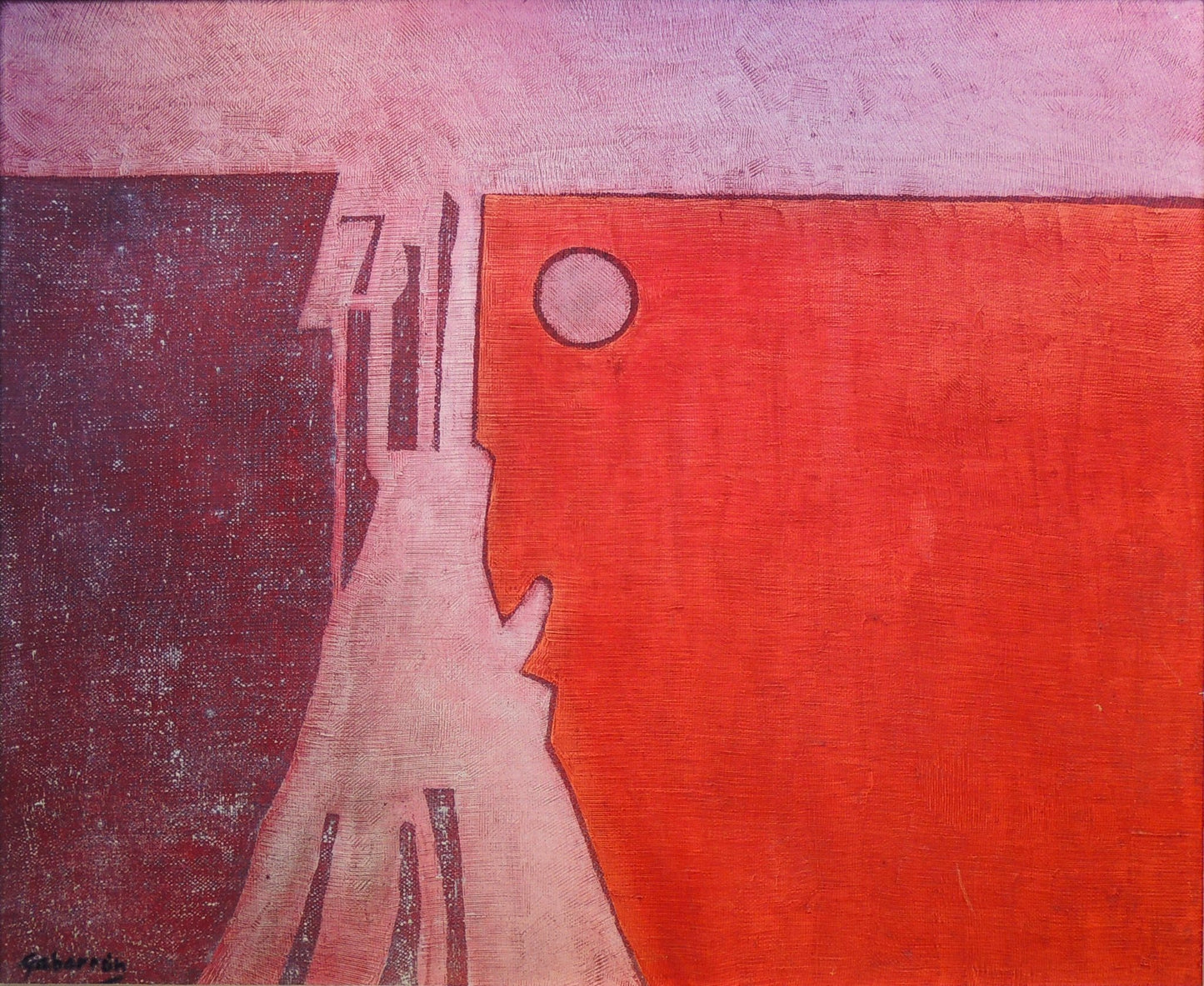 Cristóbal Gabarrón Homenaje a Gaudí en rojo pintura abstracta contemporánea formas orgánicas composición roja inspiración modernista detalle