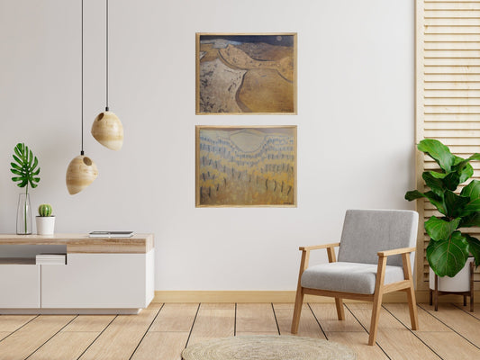 Cristóbal Gabarrón Paisaje árido pintura temprana abstracta paisaje ocre caminos composición contemporánea decoración obras de arte