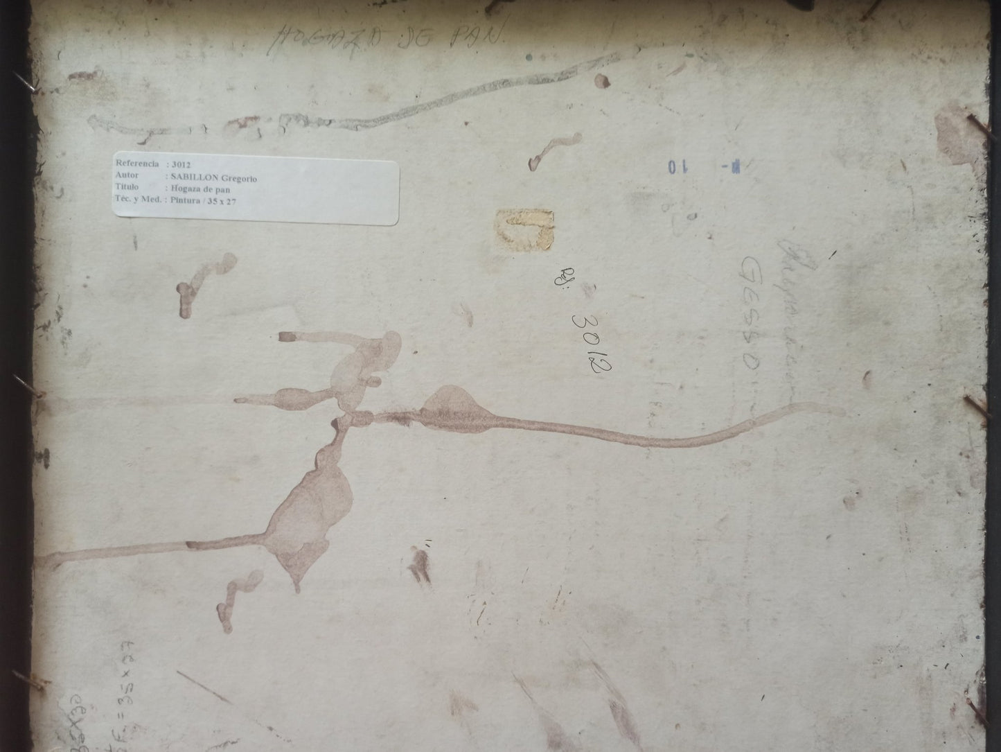 Gregorio Sabillón Hogaza de pan óleo naturaleza muerta simbólica surrealista arte contemporáneo en venta anverso