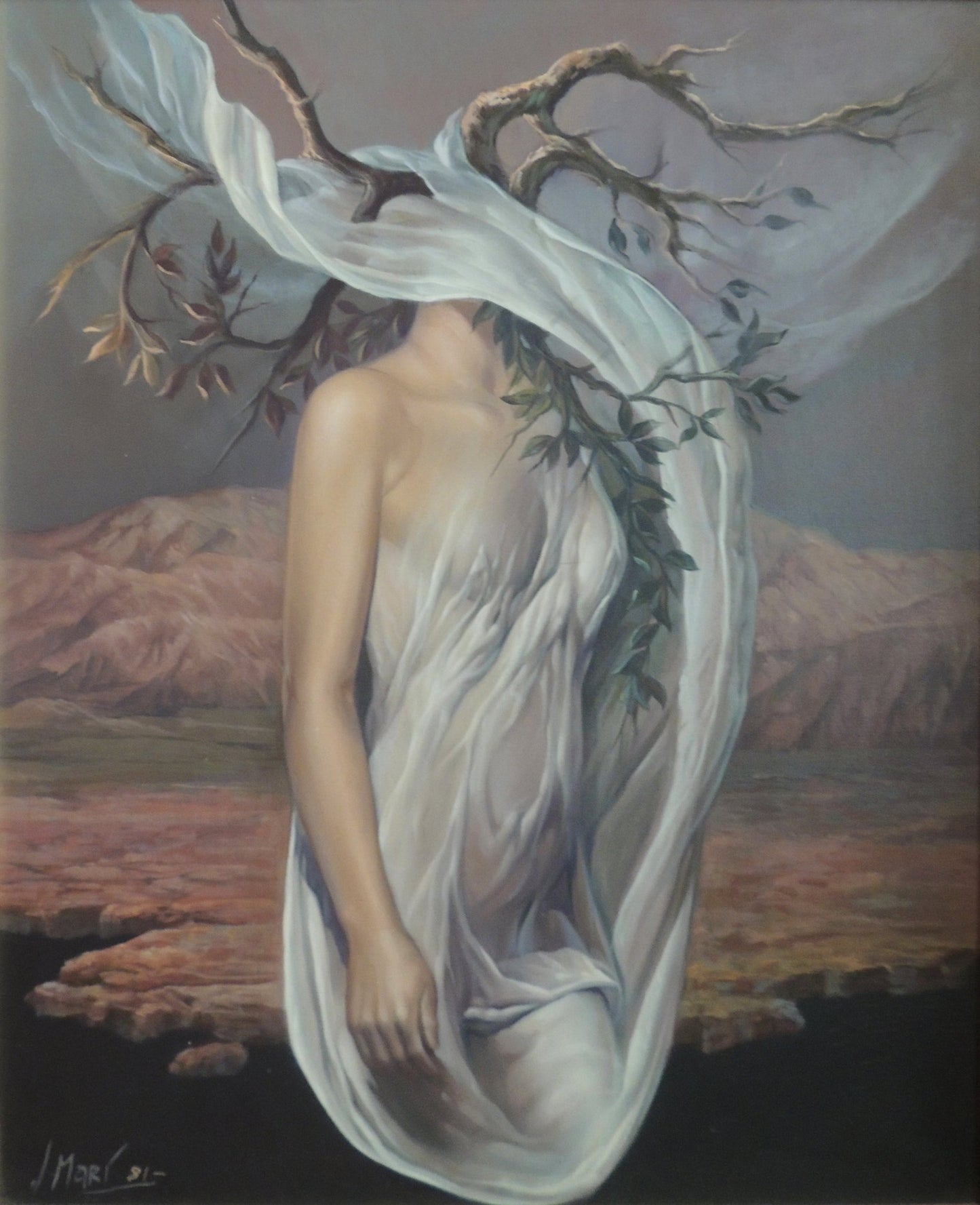 cuadro original de vendor José Marí Llobet - Desnudo femenino con árbol arte contemporáneo en Gaudifond