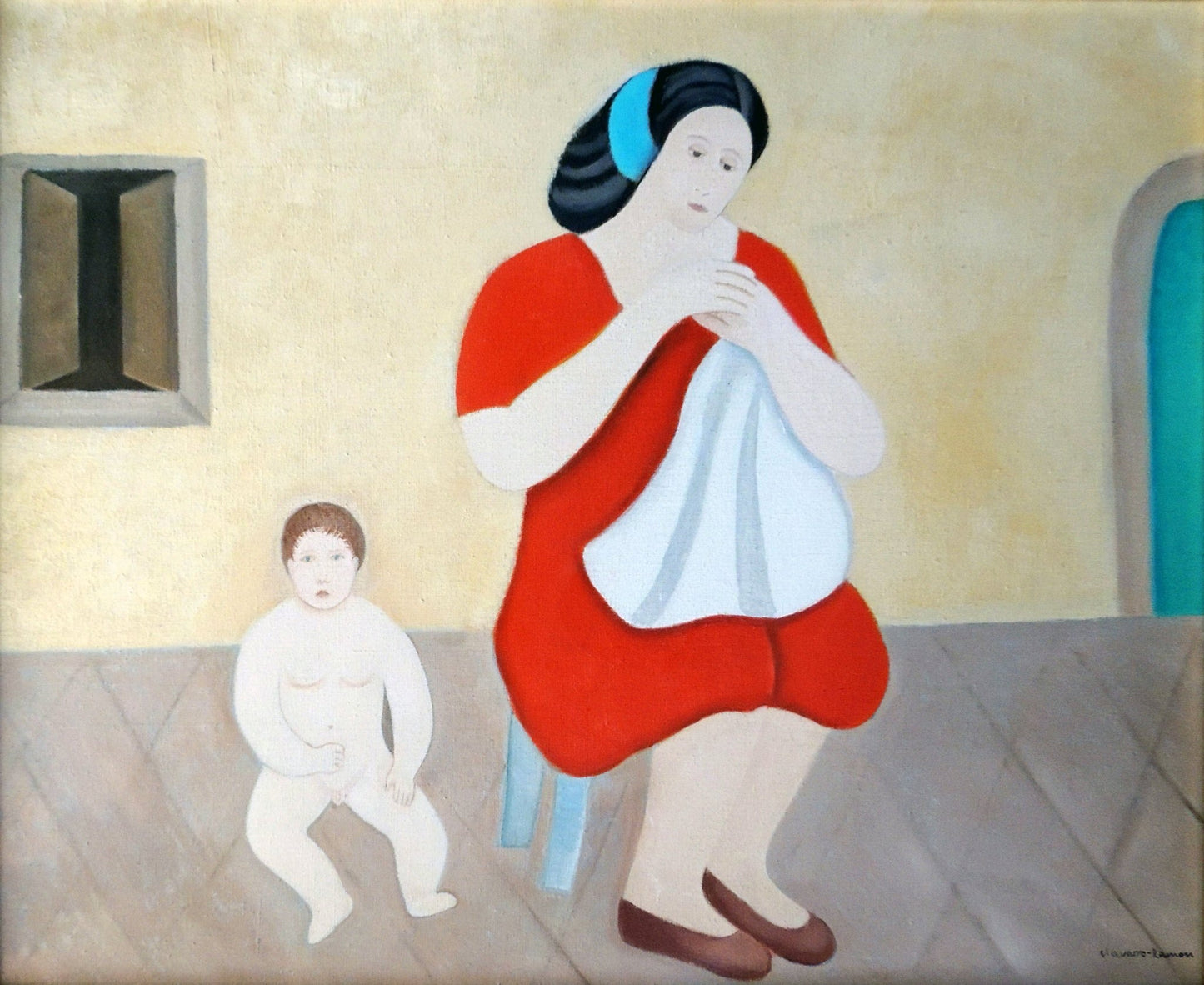 cuadro original de vendor Juan Navarro Ramón - Mujer con niño arte contemporáneo en Gaudifond