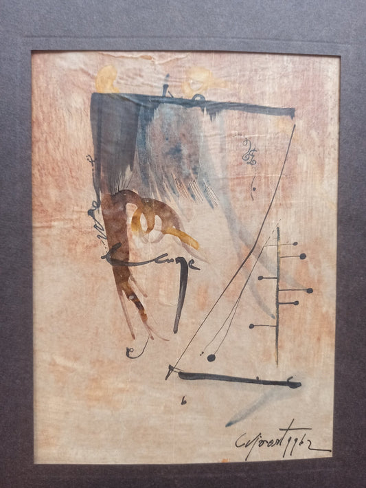 Modest Cuixart Nº1 pintura abstracta sobre papel con textura y gesto expresivo del arte contemporáneo español, detalle