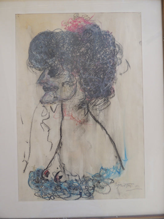 Modest Cuixart Retrato de mujer, figura femenina expresionista con estilo surrealista y vanguardia catalana.