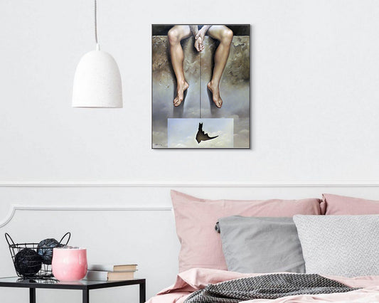 Cuadro surrealista Alberto Pancorbo Un trozo de cielo dormitorio Gaudifond