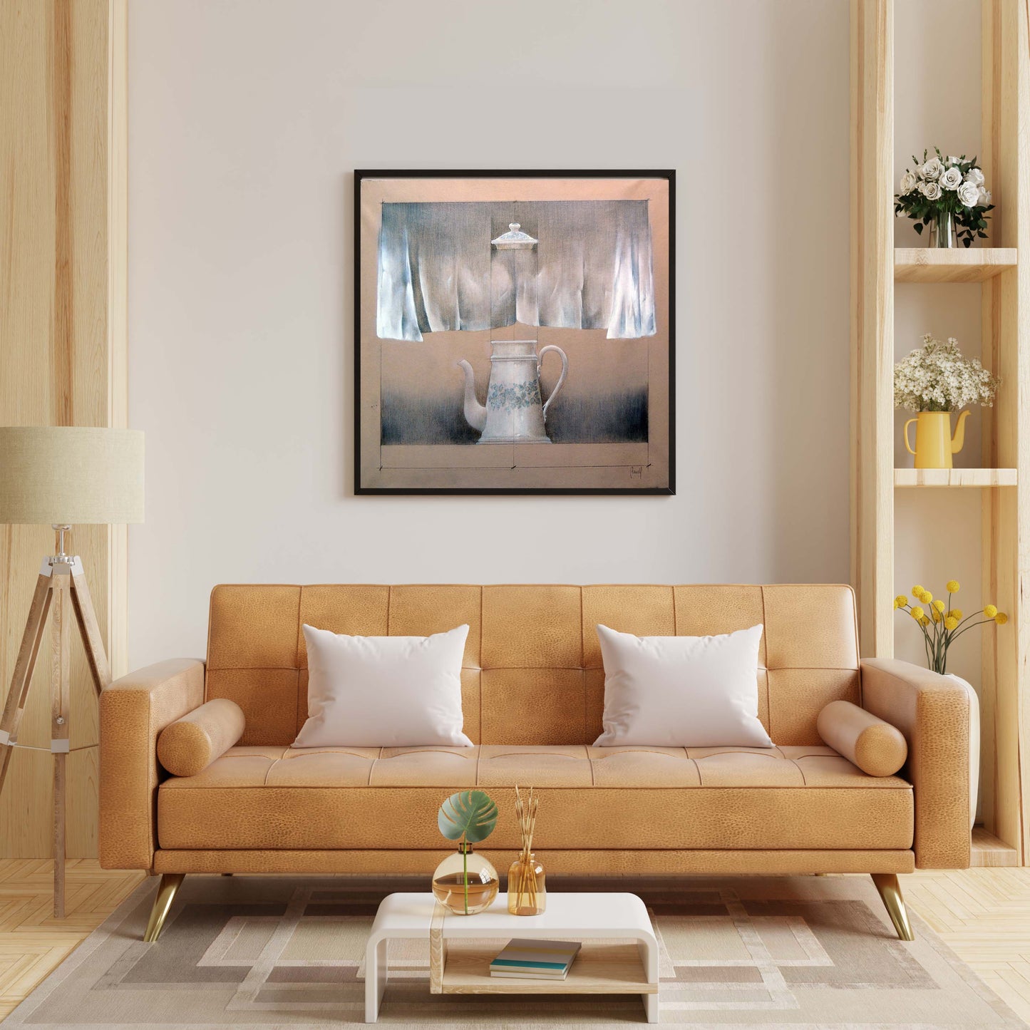 Decoración con cuadro moderno Carles Planell Cafetera Verónica Gaudifond