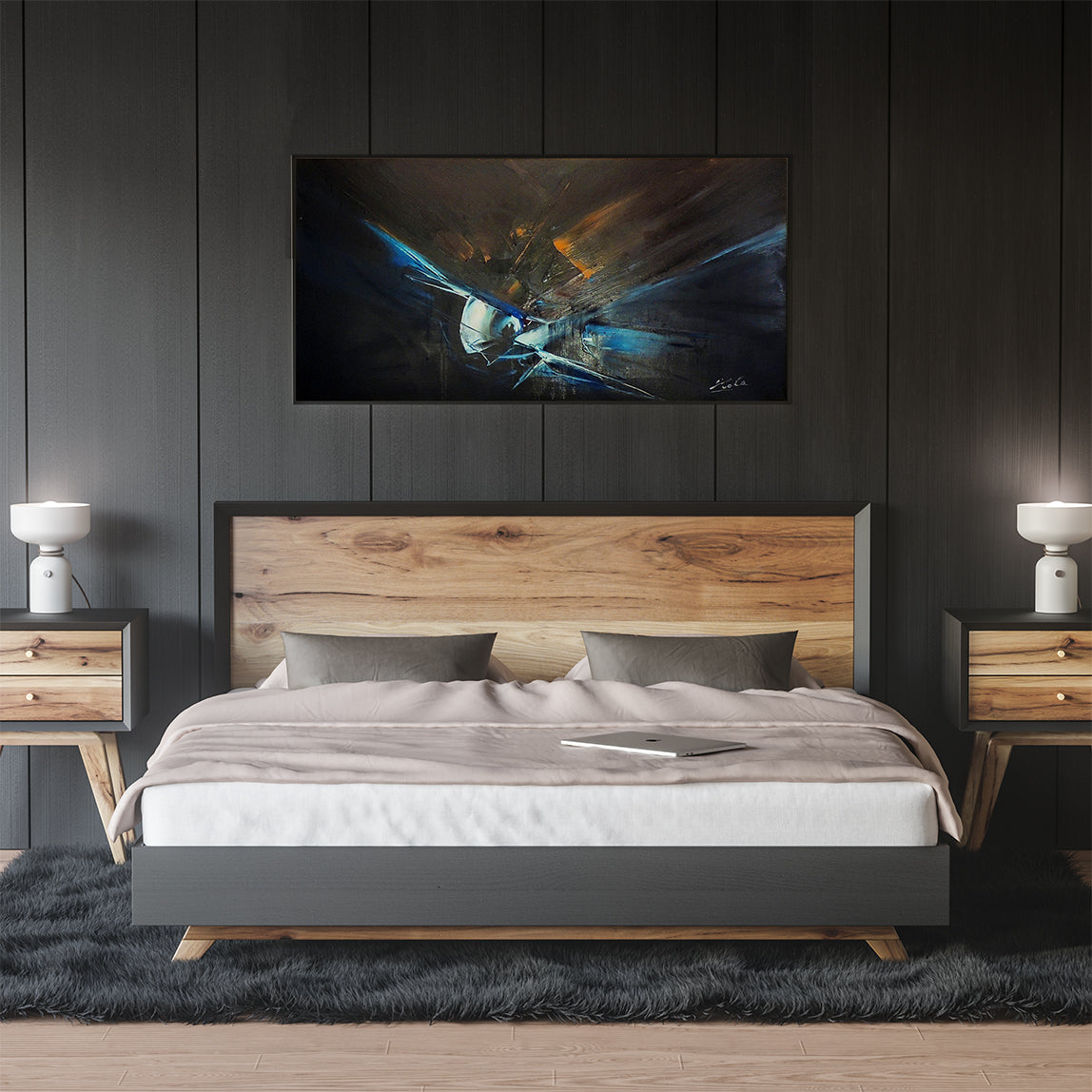 Manuel Viola pintura abstracta decoracion dormitorio Gaudifond