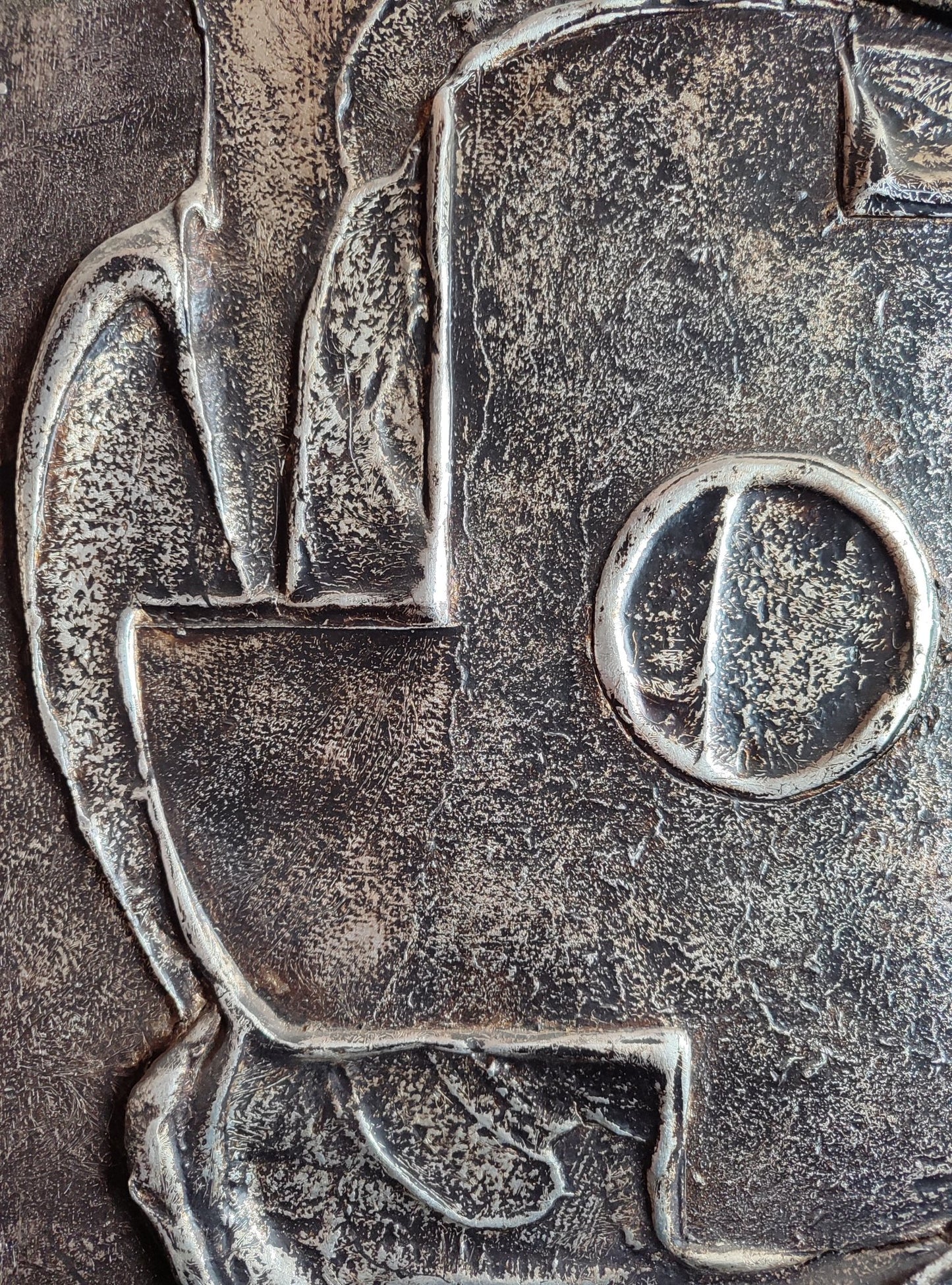 Técnica mixta de Baldo Pié, Serie Bach n.12, obra abstracta contemporánea con composición rítmica inspirada en estructura musical, detalle