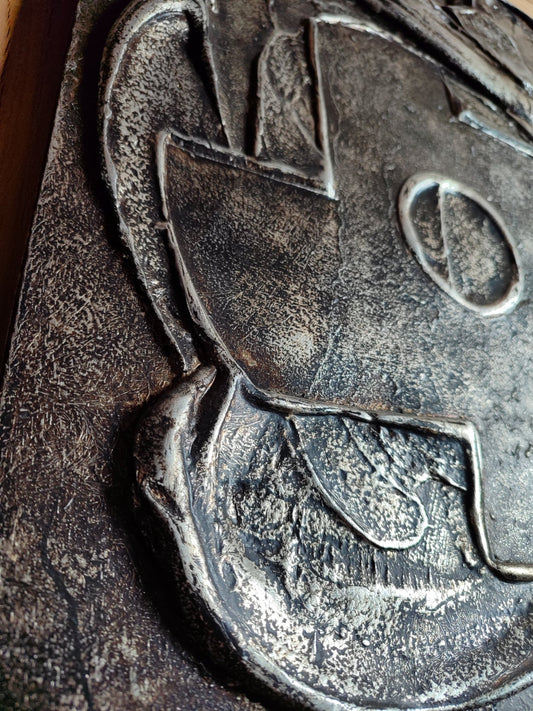 Técnica mixta sobre plafón de Baldo Pié, Serie Bach n.12, obra abstracta contemporánea, detalle en relieve