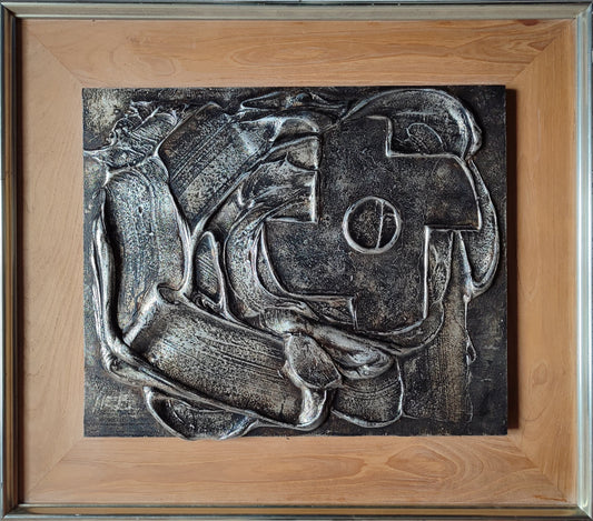 Técnica mixta sobre plafón de Baldo Pié, Serie Bach n.12, obra abstracta contemporánea inspirada en estructura musical con ritmo visual y composición geométrica