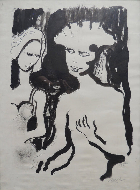 cuadro original de vendor Borja De Pedro Izuzquiza - Mujer y arleqín arte contemporáneo en Gaudifond