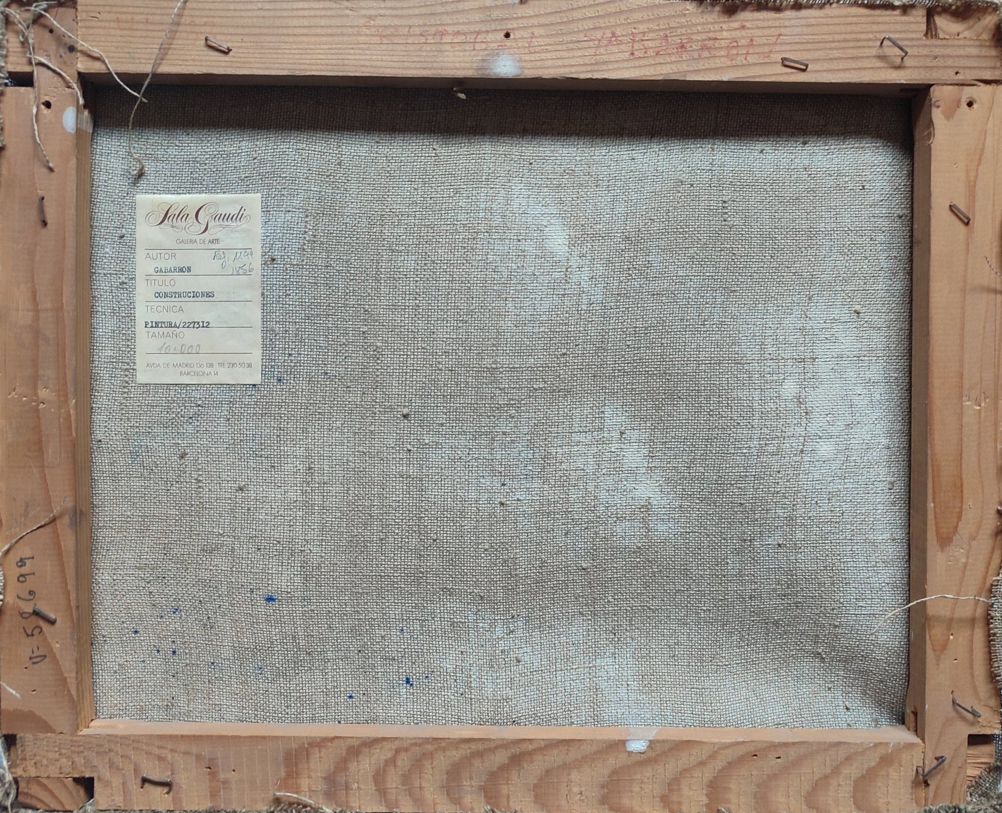 Cristóbal Gabarrón Construcciones pintura temprana abstracta composición geométrica expresionista contemporánea anverso lienzo