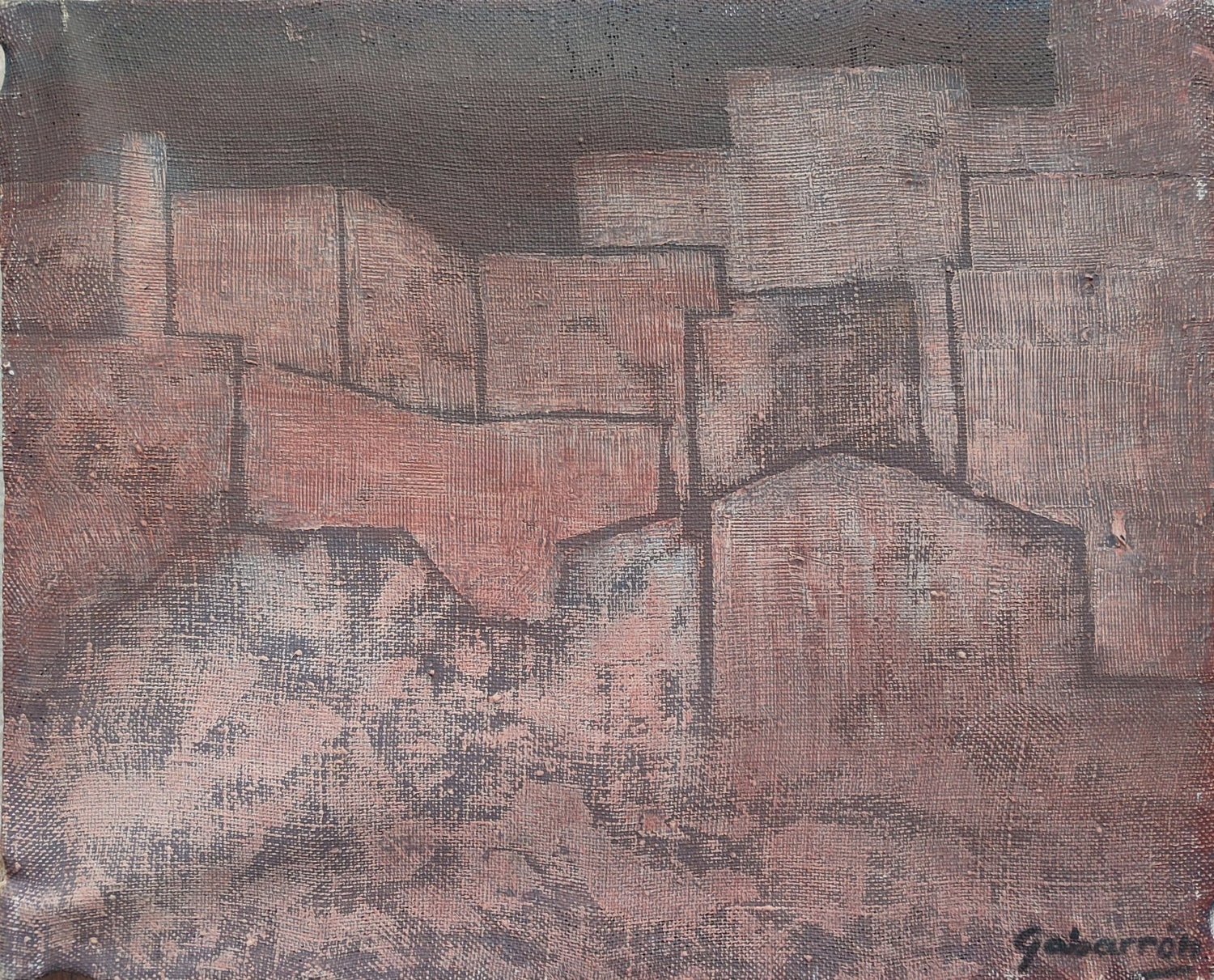 Cristóbal Gabarrón Construcciones pintura temprana abstracta composición geométrica expresionista contemporánea