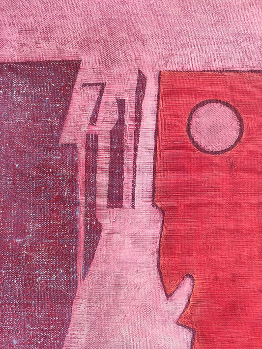 Cristóbal Gabarrón Homenaje a Gaudí en rojo pintura abstracta contemporánea formas orgánicas composición roja inspiración modernista detalle pintura forma circular