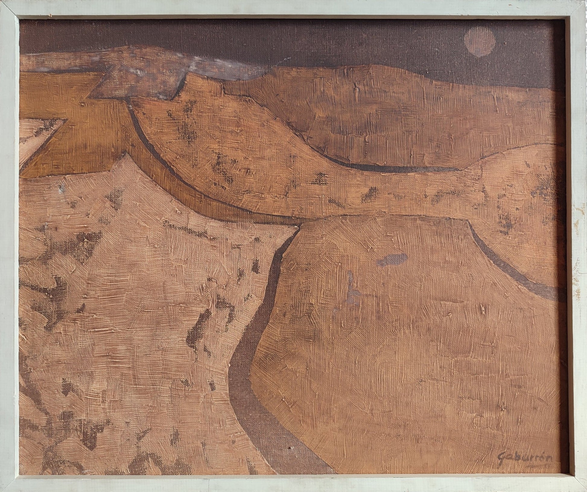 Cristóbal Gabarrón Paisaje árido pintura temprana abstracta paisaje ocre caminos composición contemporánea