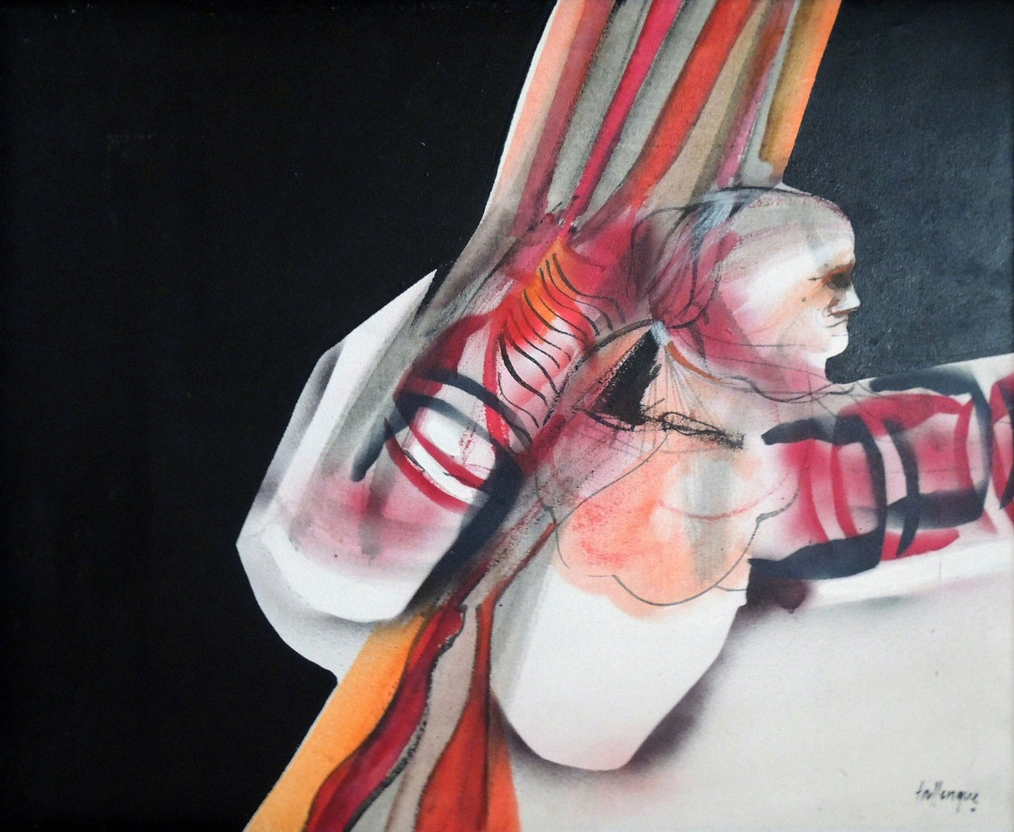 Enrique Trullenque Composición I pintura abstracta expresionista negros blancos rojos