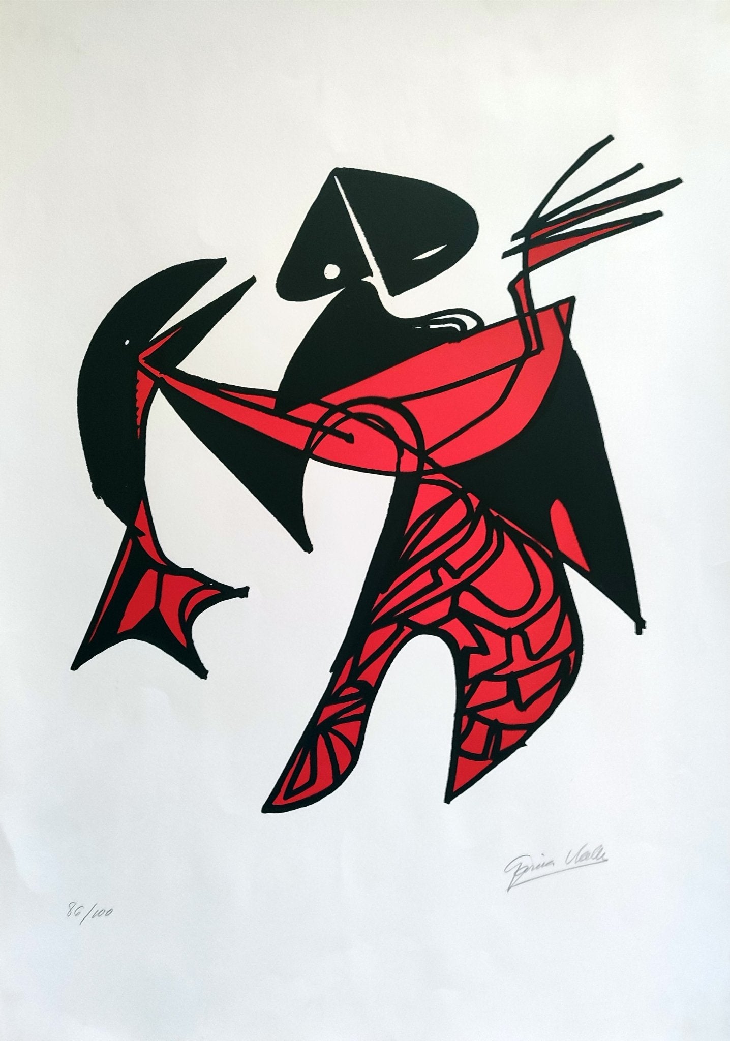 Francisco García Vilella Sin título serigrafía contemporánea abstracta en rojo y negro edición limitada