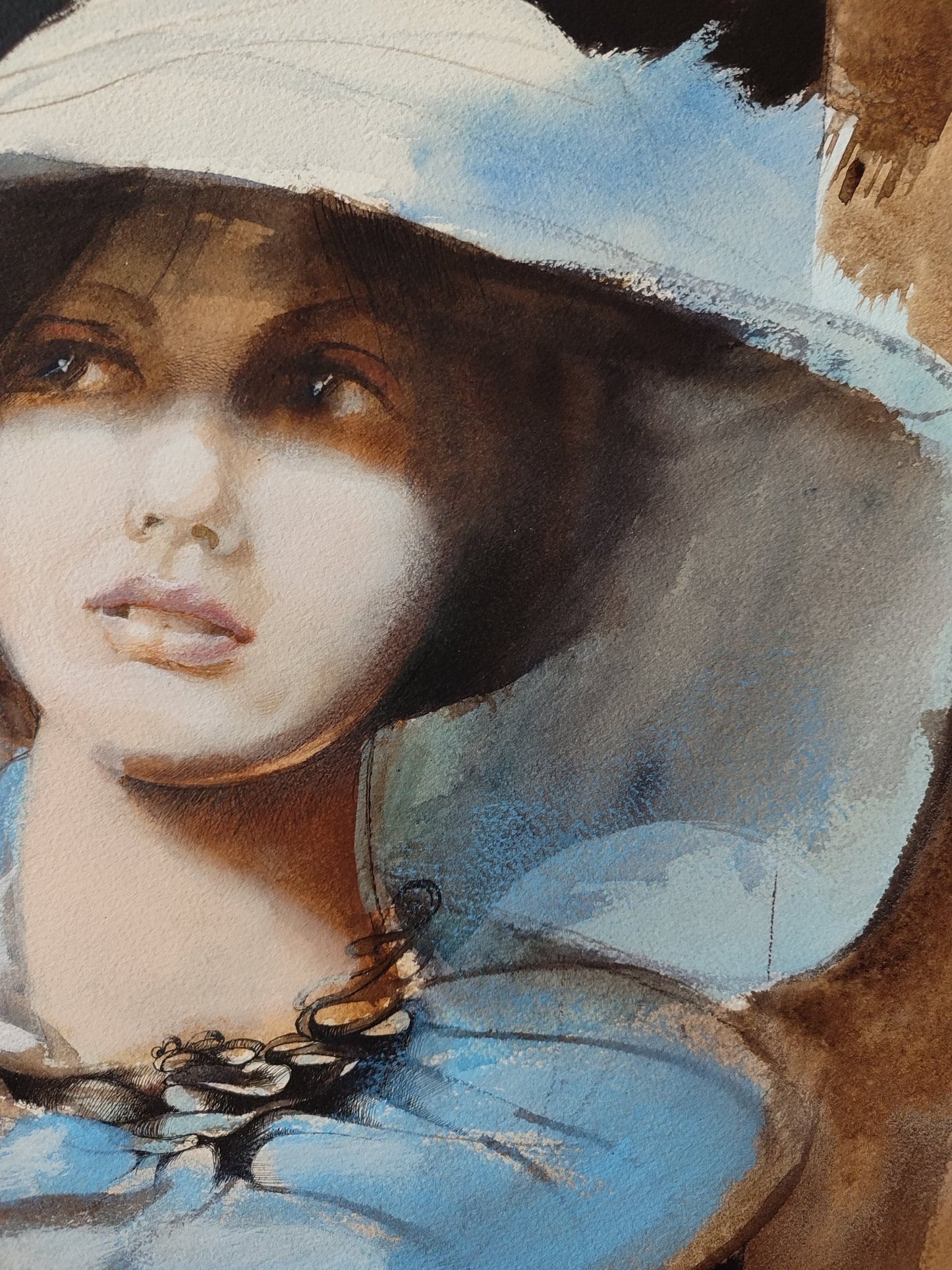 cuadro original de vendor Glauco Capozzoli - Retrato con sombrero arte contemporáneo en Gaudifond