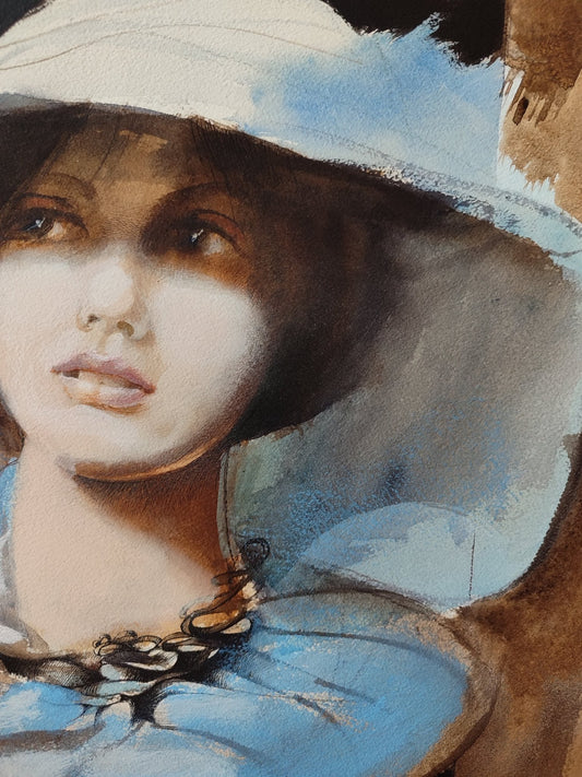 cuadro original de vendor Glauco Capozzoli - Retrato con sombrero arte contemporáneo en Gaudifond