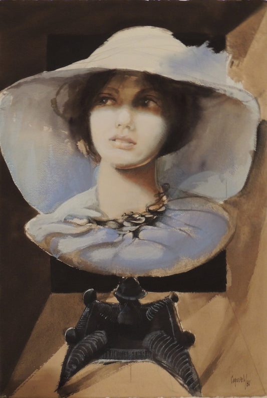 cuadro original de vendor Glauco Capozzoli - Retrato con sombrero arte contemporáneo en Gaudifond