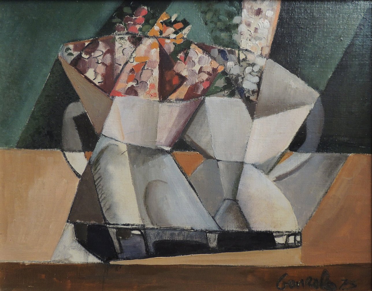 cuadro original de Gonzalo Beltrán - Cafetera Composición geométrica con cafetera arte español