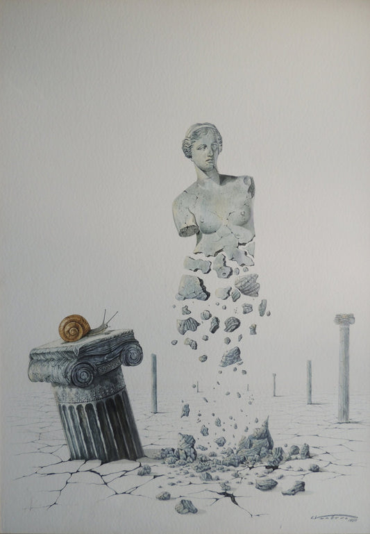 cuadro original de vendor Isidro Ventura - Cargol guitan la desintegracio de Venus arte contemporáneo en Gaudifond