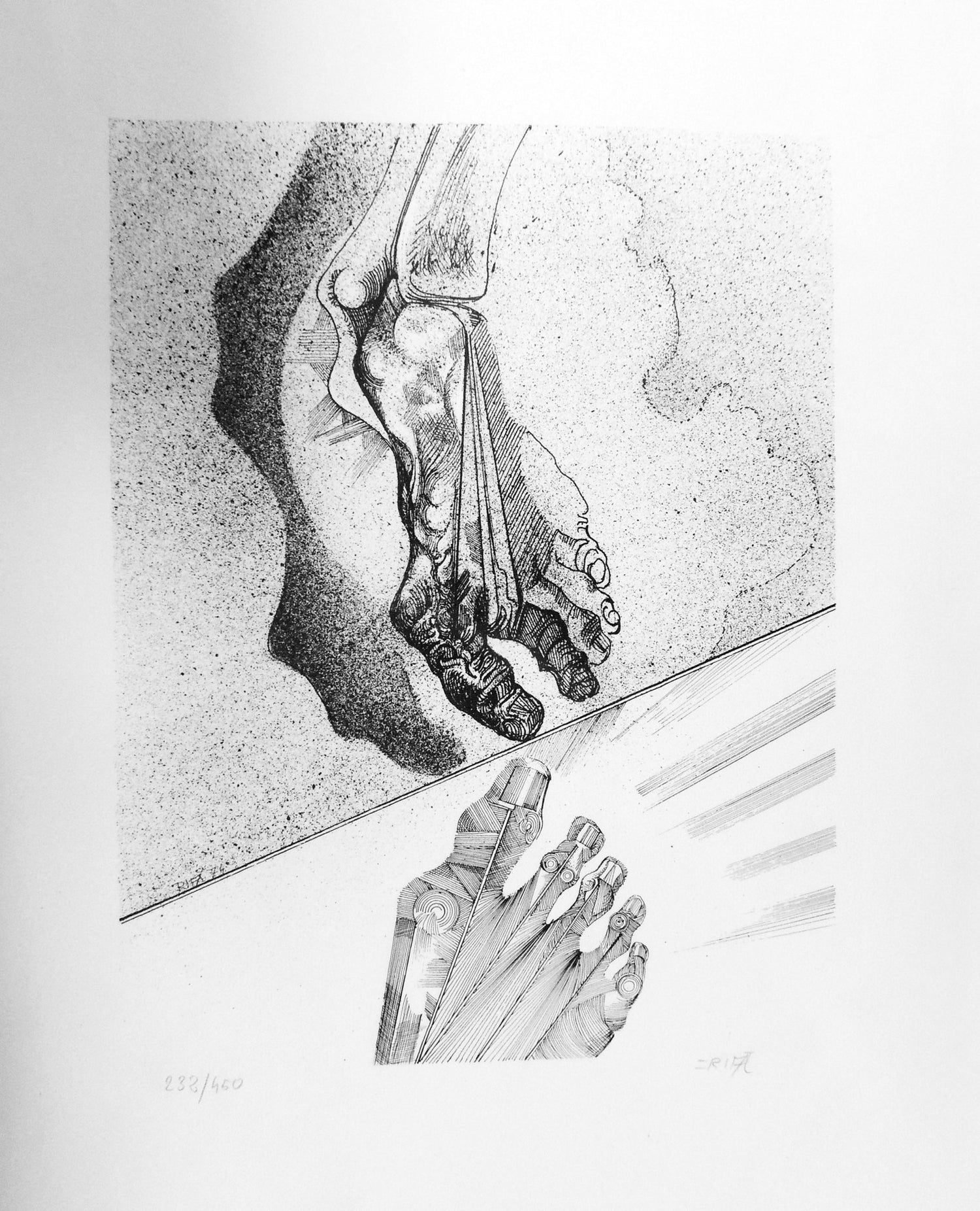 Litografía de edición limitada de Joan Rifà - Natividad arte contemporáneo dibujo pies