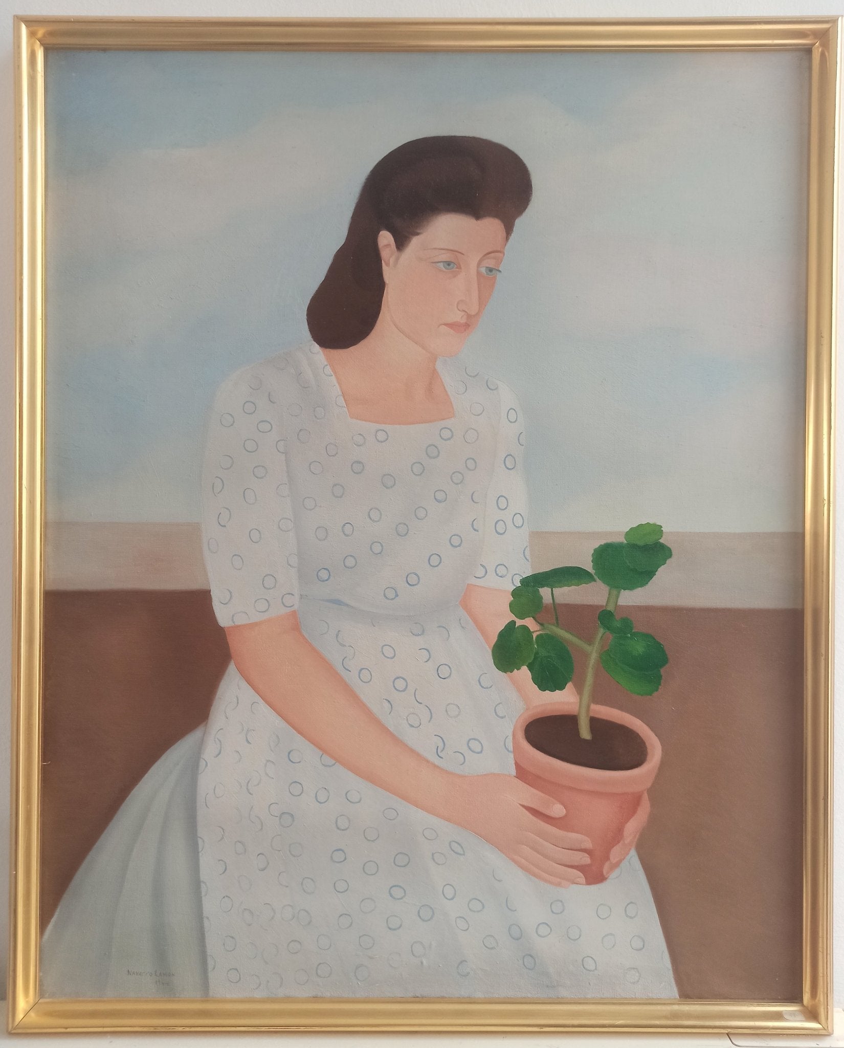 cuadro original de vendor Juan Navarro Ramón - Figura con maceta arte contemporáneo en Gaudifond