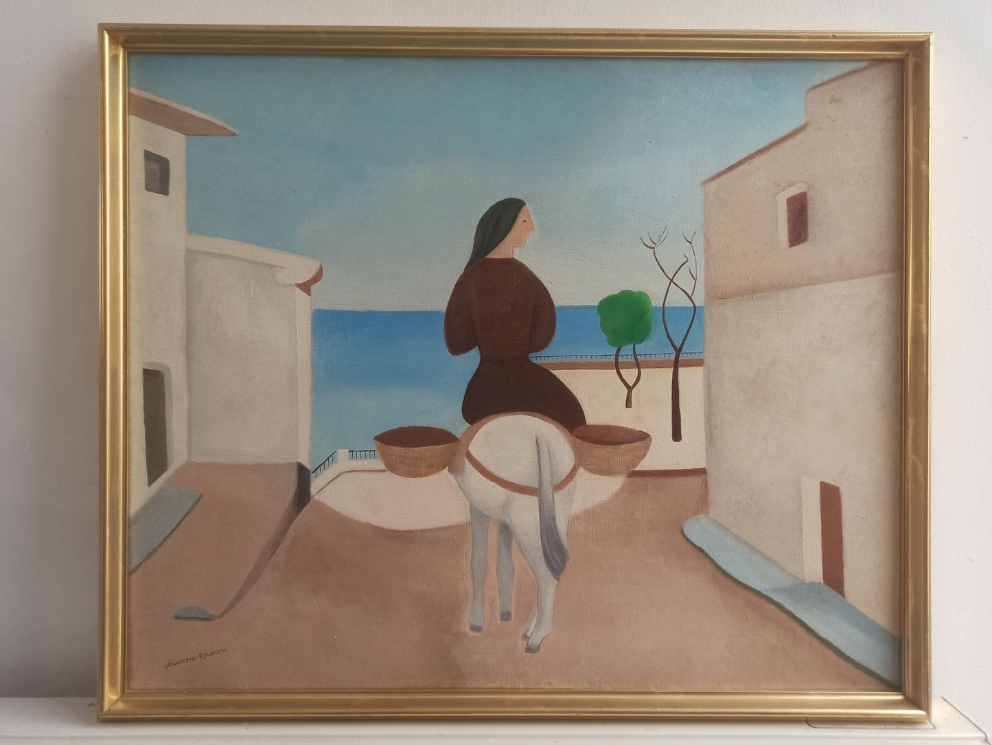 cuadro original de vendor Juan Navarro Ramón - Mujer con Burro arte contemporáneo en Gaudifond