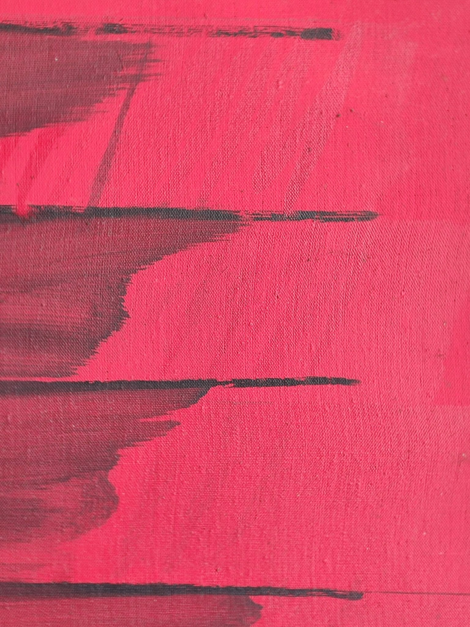 cuadro original abstracto de Pere Puiggrós - Després de la gama arte contemporáneo, rojo y negro intenso, en Gaudifond detalle pincelada