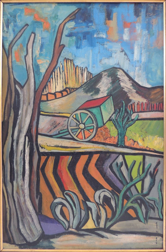 Charros de Coria de Sally Weintraub, pintura contemporánea inspirada en la tradición de los charros y las celebraciones populares, donde la artista explora la identidad cultural, la memoria colectiva y el simbolismo a través de un lenguaje visual expresivo y colorista detalle
