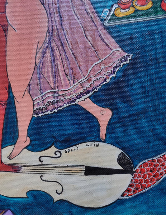 Nupcias de Sally Weintraub, pintura contemporánea de carácter simbólico que reflexiona sobre la unión de dos seres, el amor, la complementariedad y la transformación compartida mediante una composición poética y expresiva firma