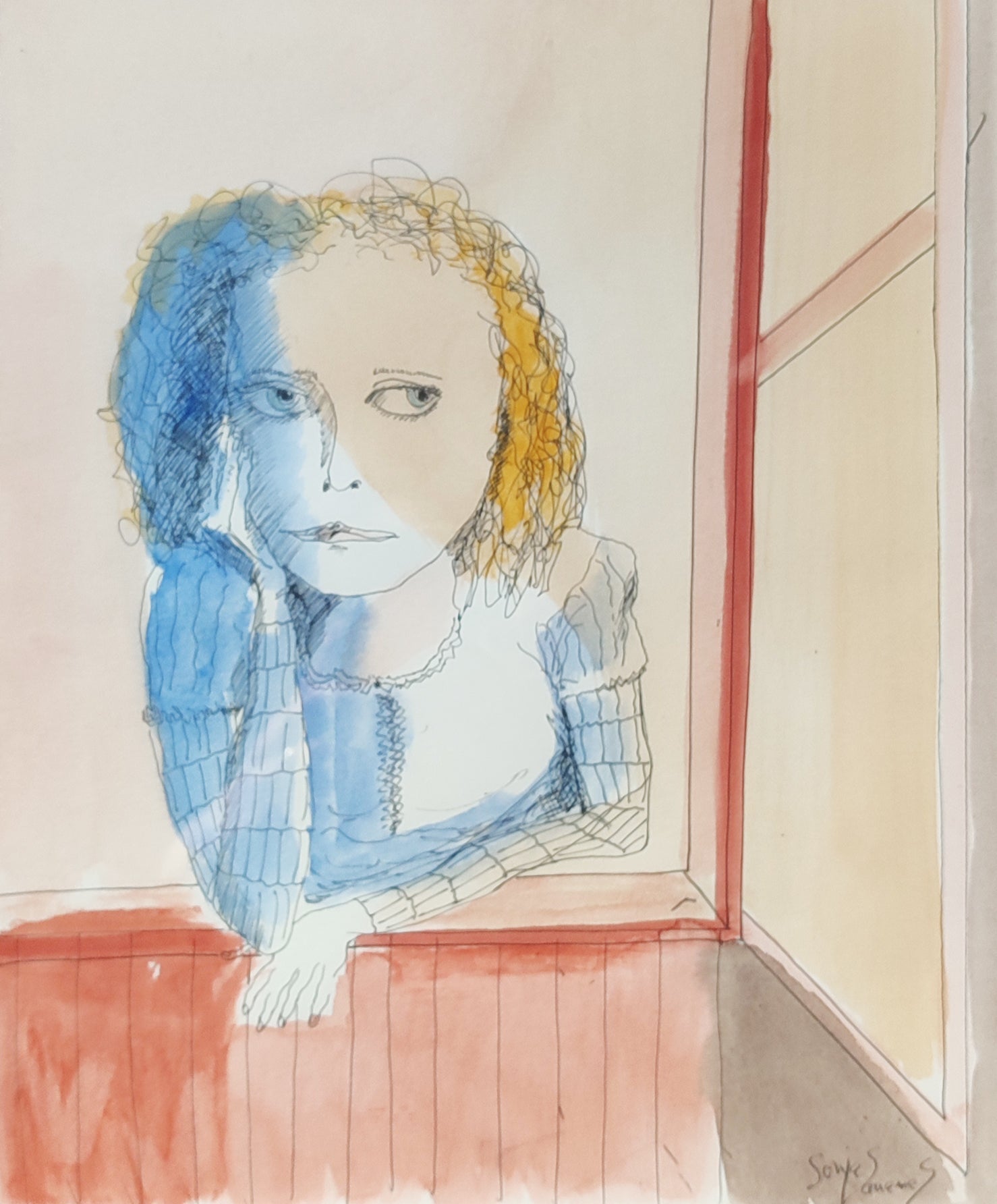 cuadro original de vendor Sonja Sananes - En la ventana arte contemporáneo en Gaudifond