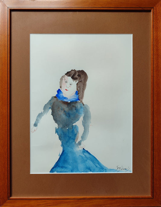 cuadro original de vendor Sonja Sananes - Mujer en azul arte contemporáneo en Gaudifond