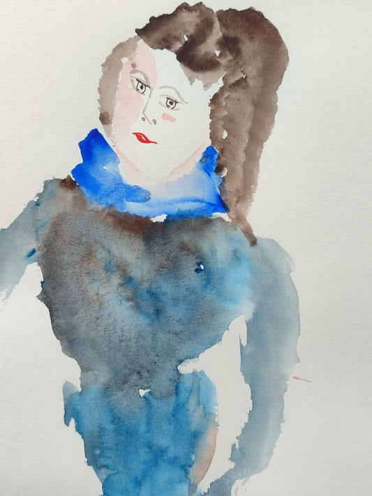 cuadro original de vendor Sonja Sananes - Mujer en azul arte contemporáneo en Gaudifond